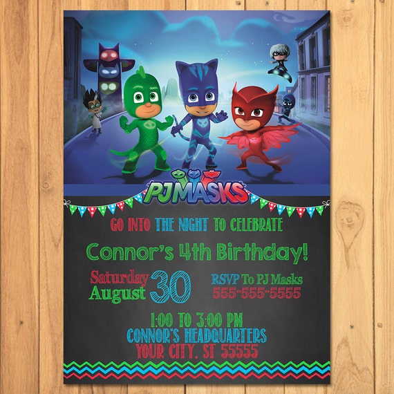 Pj Masks Invitation Chalkboard Pj Masks Birthday Pj Masks