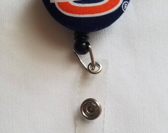 Auburn Tigers fabric badge reel- Retractable badge reel- ScrubsNStitches