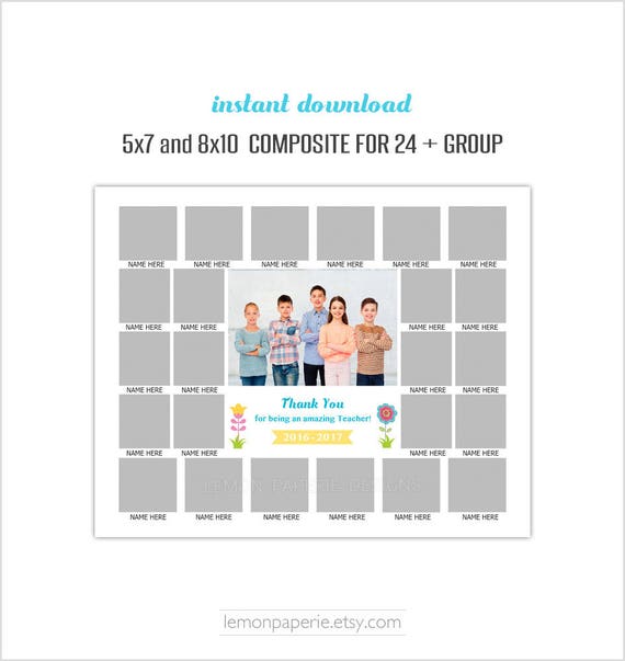 5x7 and 8x10 composite for 24 class template daycare class photo template free