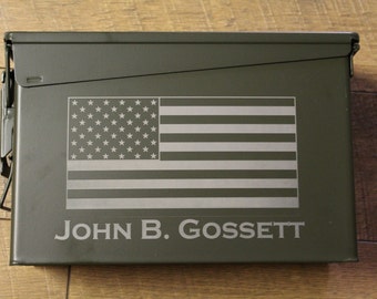 Groomsman gift box, personalized gift, ammunition can 50 caliber, Father of the Bride, Father of the Groom Ammo Box, Distressed Flag Box