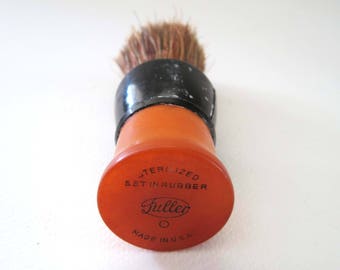 Father's Day, Vintage Fuller Brush Shaving Brush, Set in Rubber, Butterscotch Bakelite with Natural Bristles, Made in USA, Gift for Him