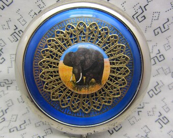 Animal pocket mirror with protective pouch - compact mirror gift - blue pocket mirror - compact mirror gift for brides- maids - hostess gift