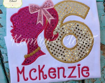 Doll Silhouette Appliqued Birthday Shirt