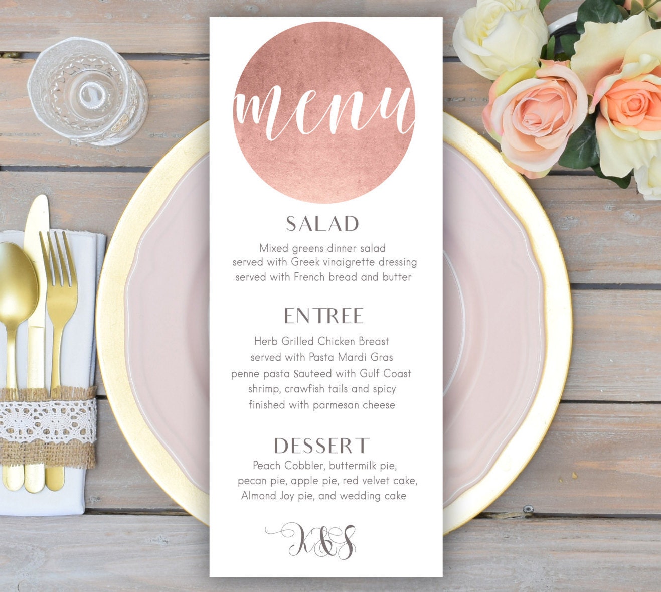 Size Of Wedding Menu Cards