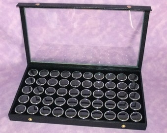 Clear Top Storage Case With 50 Bead/Gem Jars Black