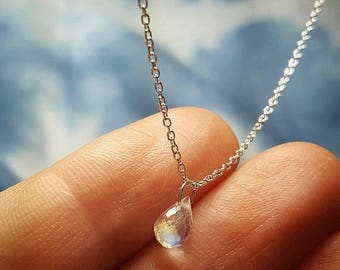 Rainbow Moonstone Necklace June Birthstone Necklaces Rainbow Moonstone Jewelry Womens Gift for Girlfriend Gift for Her Moonstone Pendant