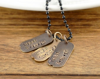 Personalized Dog Tag Necklace, Hand Stamped Dog Tag Necklace, Dog Tag Jewelry, Gift for Dad, Mens Necklace, Gifts for Husband, Boyfriend