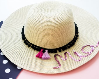 Custom Sun Hat- Sun hat-Beach Hat- Boho Hat- Personalized- Bachelorette Party Hat-Vacation wear-Gift-For-Women-Vacation hat-Custom Gift- Fun