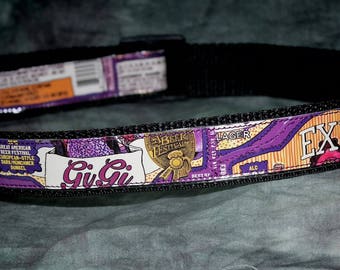 Adjustable Dog Collar from recycled Exile Brewing GiGi Dark Lager Beer Labels