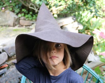 wizard hat, gnome hat, felt hat, brown hat, brown witch hat, brown felt hat, halloween costume hat