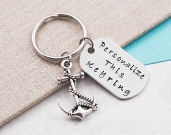 Anchor keychain, anchor keyring, personalized gift, travel gift, custom keychain, personalized keyring, nautical keyring, navy naval gift,