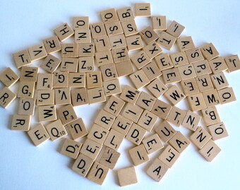 Vintage 100 Wooden Scrabble Tiles 1950's