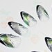 Japanese Gothic nail art false nail, fake nails, graphic, stiletto, green ,black, holographic silver, holograms, lolita accessory