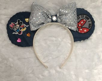 Denim patched Minnie Mouse Ears