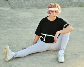 raglan geometric black oversized cropped t shirt