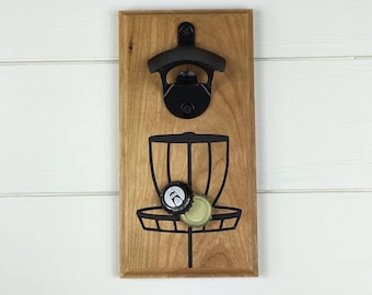 Disc Golf Basket Bottle Opener Personalized With PDGA or Name Engraved Magnetic Fathers Day Groomsman Birthday Anniversary Gift Golf Bag