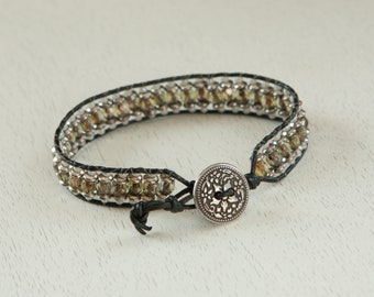 Simple Elegance in this Black Leather Wrap Bracelet