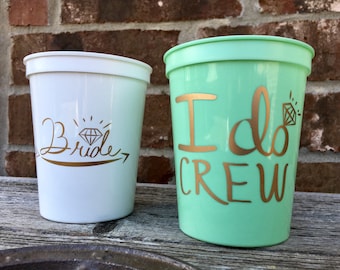 I Do Crew Cups | Bachelorette Party Cups 16 0z | Bridal Party Stadium Cups | MINT I Do Crew Cup ON SALE!!!