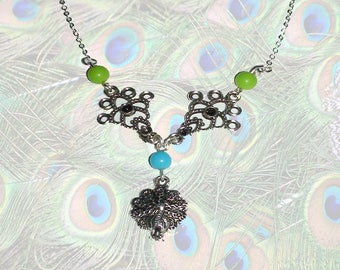 very pretty Peacock charm necklace