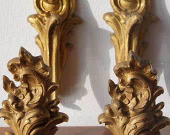 Antique french gilded bronze curtain tie backs Set of 2