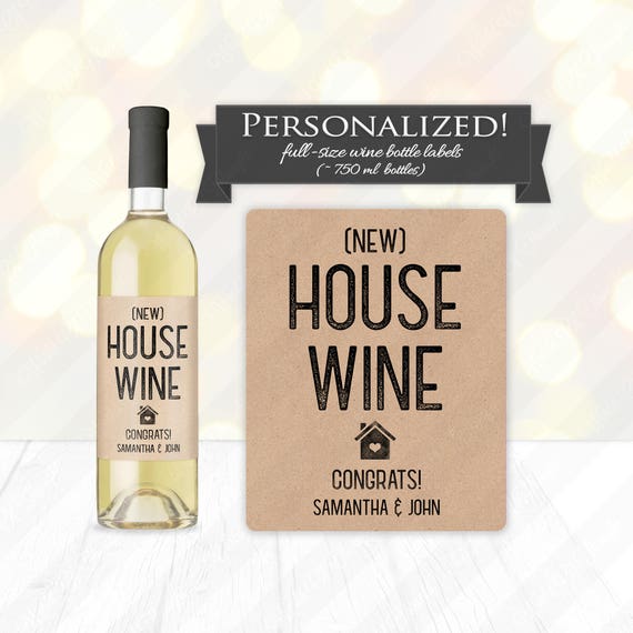 New House Wine Bottle Label Custom Housewarming Gift Idea New House Wine Bottle Label Custom Housewarming Gift Idea