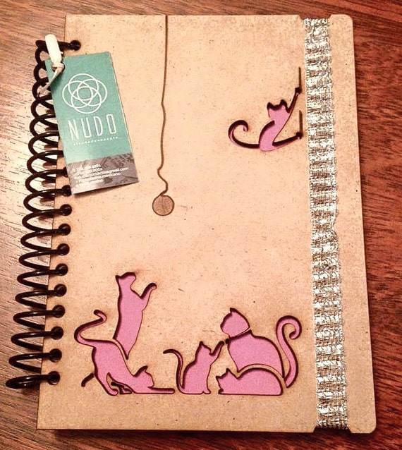 Cat Journal wood journal Cat lovers Diary Notebook writing