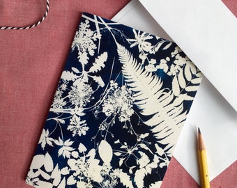 Botanical Blank Card Set with Envelopes: Set of 4 Original Cyanotype Art Note Cards, All Occasion Cards, Stationery, Art Cards, Holiday Card