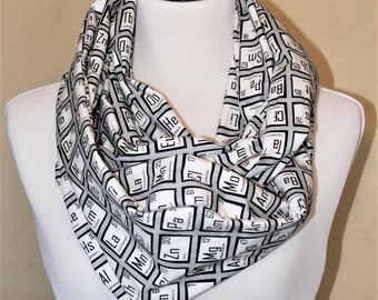 Periodic Table Infinity Scarf - BW