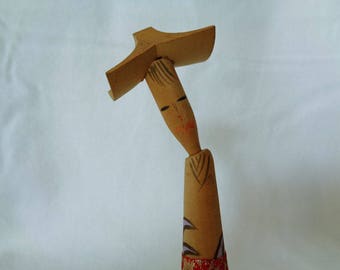 1260: Kokeshi doll, Vintage Japanese wooden Kokeshi doll , Handcrafted in Japan
