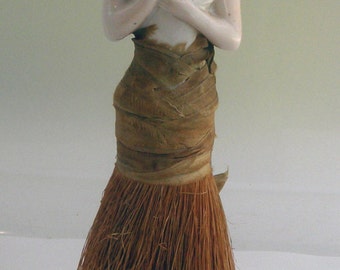 Vintage Vanity Clothes Brush~1/2 Lady~Porcelain Figurine~1920's? Flapper