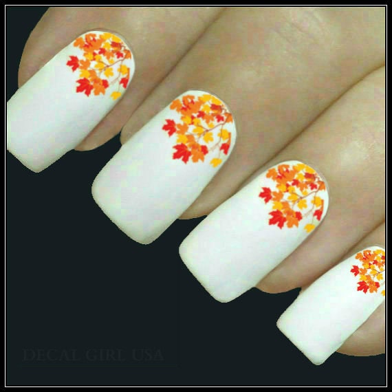 Autumn Nail Decal Fall Leaves Nail Art 20 Water Slide Decals $2.95 - Autumn Nail Decal Fall Leaves Nail Art 20 Water Slide Decals