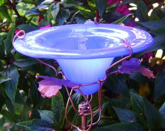 GET WELL Gift, Stained Glass BUTTERFLY Feeder, copper, Cerulean Blue, Home Decor, Suncatcher, Yard Art