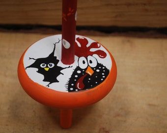 chicken and peep drop spindle, handpainted and handcrafted