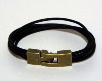 Black Leather Wristband Bracelet