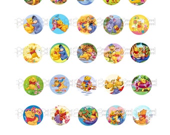 Winnie the Pooh Bottle Cap Images, 30 digital images