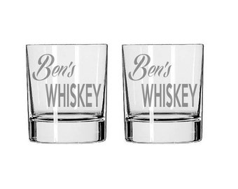 Personalized Whiskey Glass - Deep Etched Straight Sided Rocks Glass, Double Old Fashioned, Personalized Rocks Glass, Custom Whiskey Glass