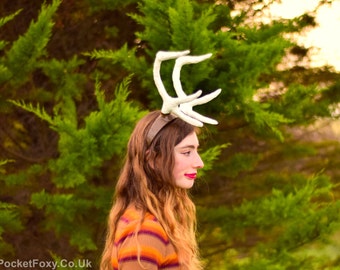 Deer Antlers Stag Doe Faun Fawn Hart Red Sika Muntjac Satyr Horns Woodland Spirit Costume Fancy Dress Custom Colour Shape Anime Cosplay