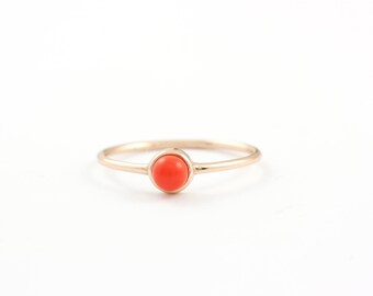 Pearl Ring, Small Stone Ring, Turquoise Ring, Small Coral Ring, Solitaire Ring, Silver Stone Ring, Gold Pearl Ring, Birthstone Ring, SR0414