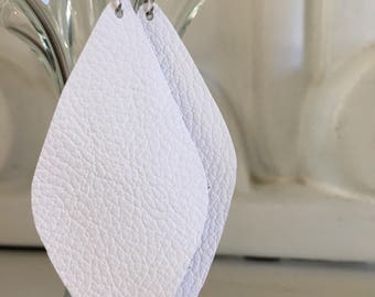 White Leather Earrings