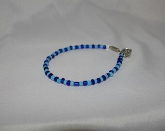 Navy & Light Blue Bracelet with Charm