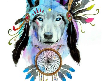 Spirit wolf - signed Art Print