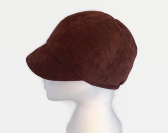 News Boy Hat, Brown, Bakers Boy Hat, Faux Suede, Newsboy Hat, Small, Winter, mothers day, gifts for her