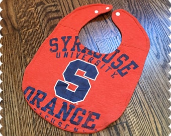 Syracuse University Orange Baby Bib, Recycled T-Shirt Baby Bib, Syracuse New York, Syracuse University, Sports Baby