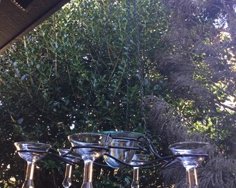 Vintage Indoor/Outdoor Metal Hanging Chandelier/Candelabra For Glass Boboche/Holders