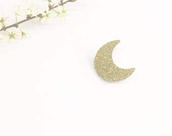 Goldenen Glitzer Mond pin