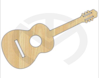 Unfinished Wood Laser Cut Acoustic Guitar, Ready to Paint, Music Room Decor, Various Sizes