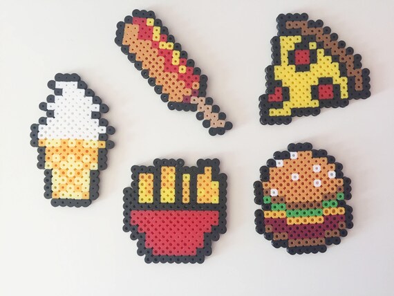 Fast Food: Hamburger Fries Pizza Corn Dog Ice Cream Perler