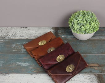Leather Wallet Twist Lock Purse