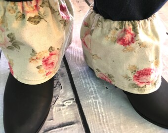 Sock Protectors Sock Guards Spats Sock Savers Work Boot Protectors Vintage Flowers