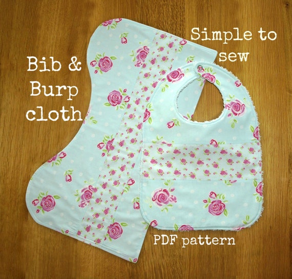 Burp cloth set pattern, Baby bib pattern, Burp clothes pattern, Baby ...